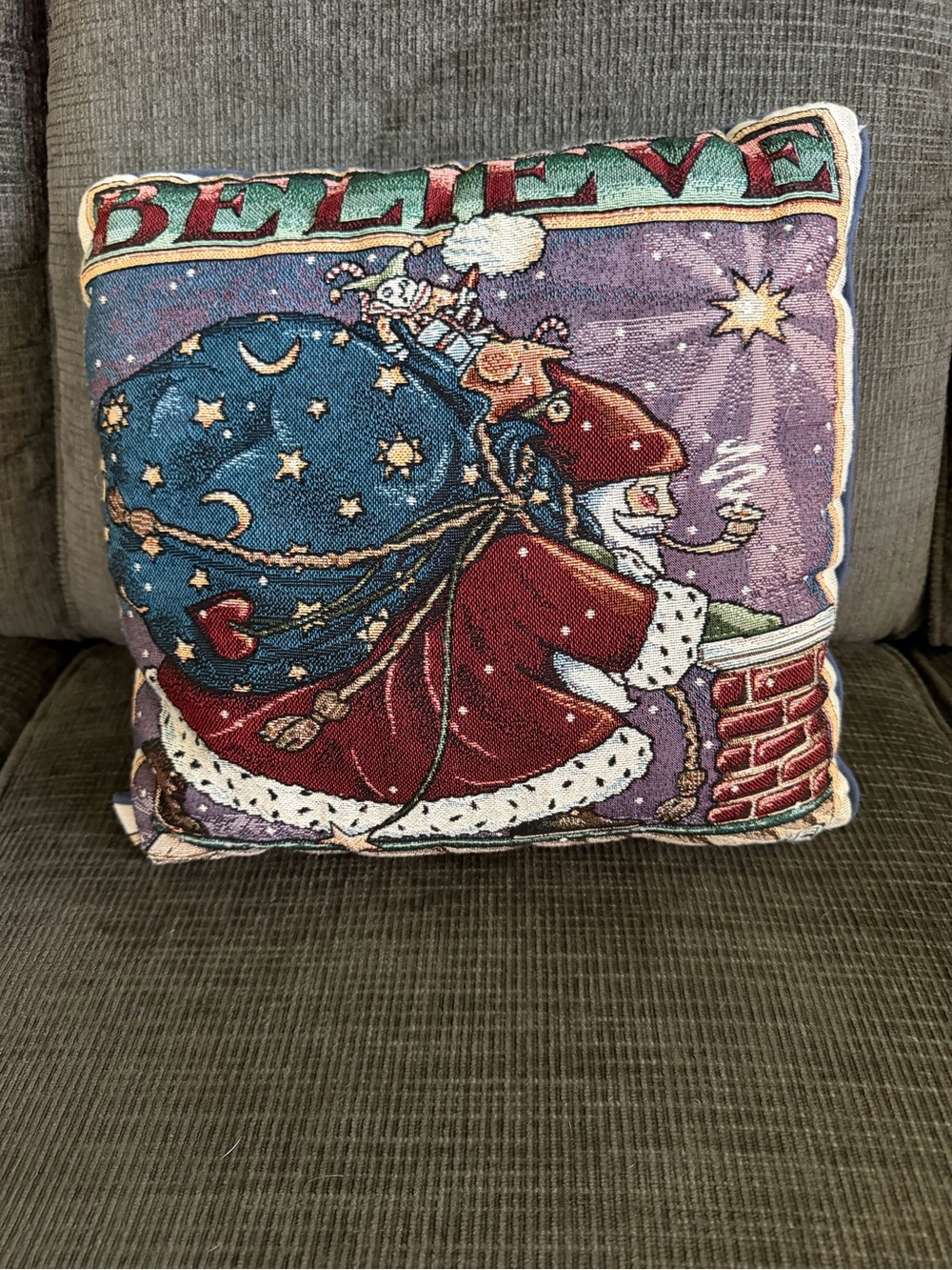 Mary Engelbriet Holiday 'Believe' Santa Decorative Pillow - Red & Blue